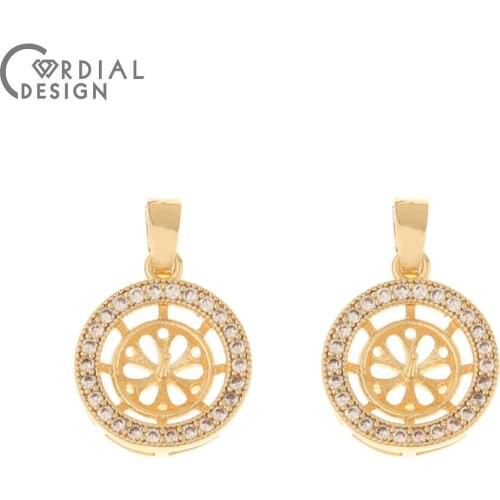 Cordial Design 20Pcs 14*16MM Jewelry Accessories/CZ Charms/Blank Base/Genuine Gold Plating/Pendant For Necklace/Earring Findings