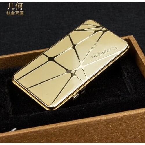 2PCS/LOT Fashion Golden Carved Flame Pattern USB Eletrical Cigar Lighter Flameless Lighter