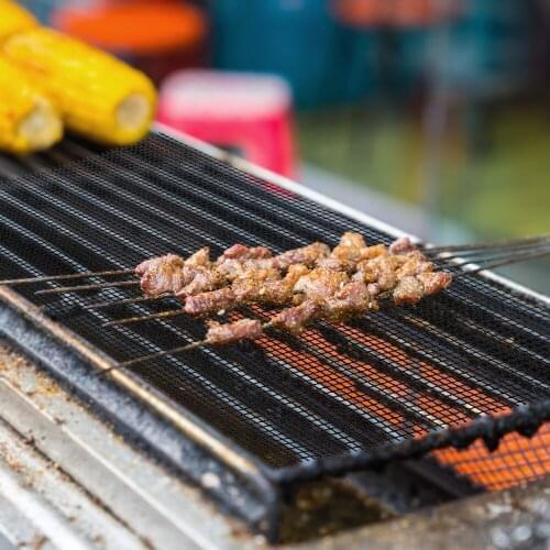 Roaster Cooking Tool Barbecue Grid Grilling Mat High Temperature Resistance Steamer Mat Pizza Mat Black Non-stick