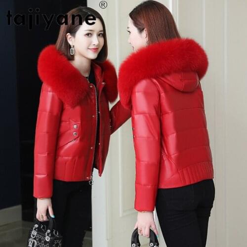 Real Jacket Shepskin Women White Duck Down Coat Woman Natural Fox Fur Collar Hooded Parkas Clothes Abrigo Mujer TN1179