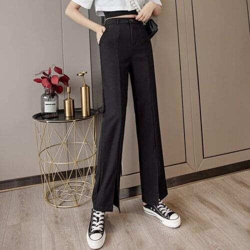 2021 Fashion Women Pants High Waist Suit Pants Fashion Loose Trousers Wide Leg Pants Female Casual Plus Size Flare