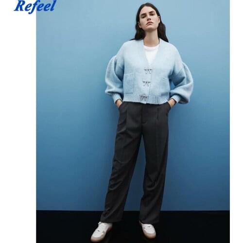 Autumn winter women cardigan casual fashion new office ladies sweater mujer button pockets flare sleeve invierno