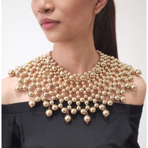 Indian Handmade Beaded Statement Necklaces Women Imitation Pearl Collar Beads Choker Maxi Necklace Wedding Jewelry UKMOC