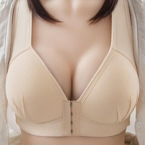 Women Underwear Plus Size 36-46 Sexy Push Up Bra Front Closure Solid Color Brassiere Wireless Bralette Breast Seamless Bras