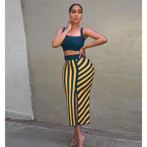 New Arrival fashion bandege dress set mini tank top and long dress 2pcs set elegant jacquard women dresses suit