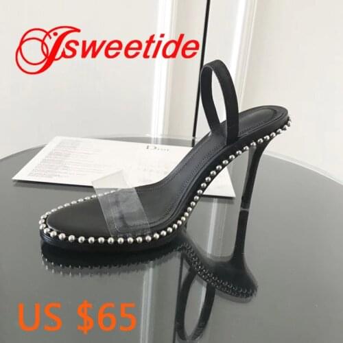 Famous Designer women PVC transparencies Slippers heels high sandals Open Toed Chain sexy Women Heel black Sandals Slippers
