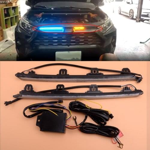 1 Pair Left & Right DC 12V DRL 3 Colors LED Daytime Running Light with Turn Signal Lamp Fit for Toyota RAV4 2019 2020