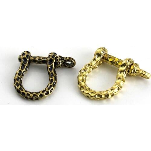 1pcs Solid Brass D Bow Shackle Key Chain Ring Fob Clip Connecting Hook Leather Craft DIY Accessories