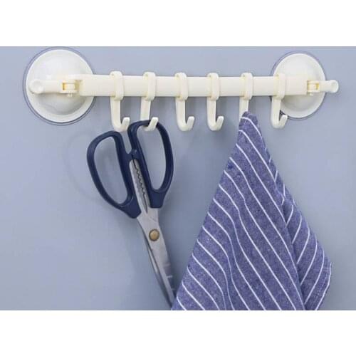 1 Pcs Colourful Fashion Towel Rack Suction Cup 6 Hooks Bathroom Kitchen Wall Door Holder Sucker Hanger Sundries clip