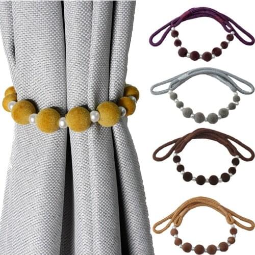 1Piece Curtain Tieback Accessories Decorative Modern Hanging Pompom Pearl Bean Curtain Clip Bundle Strap Tie Tape for Curtains