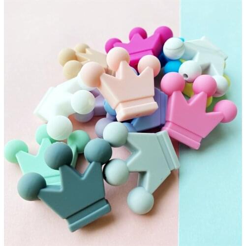 10pcs Crown Silicone Beads Food Grade Silicone DIY Pacifier Chain Pendant Accessories Baby Teething Toys