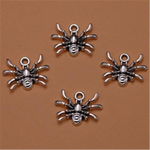 20pcs Silver Color eight-feet spider charm alloy pendant fashion earrings bracelet DIY metal handmade jewelry findings A1162