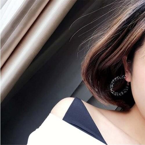 2020 New Fashion Hoop Earrings Bling Bling For Women Shiny Crystal Hollow Round Circle Ear Jewelry Gift For Wedding Brincos