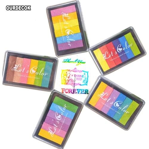 5Pieces/lot DIY Oil Based Gradient Color ink Pad Inkpad Stamp Decoration Fingerprint Scrapbooking Accessories 9.5x6x2cm