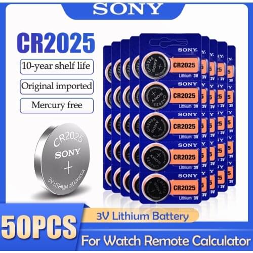 50PCS Sony CR2025 CR 2025 DL2025 BR2025 KCR2025 3V Lithium Battery For Watch Toy Remote Control Meter Button Cell Batteries Coin