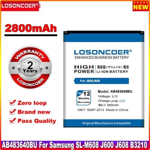 LOSONCOER AB483640BU Battery 2800mAh for samsung J600 J608 C3050C S7350C F619 C3050 E740 E748 F110 L608 B3210 F118 G618 L600