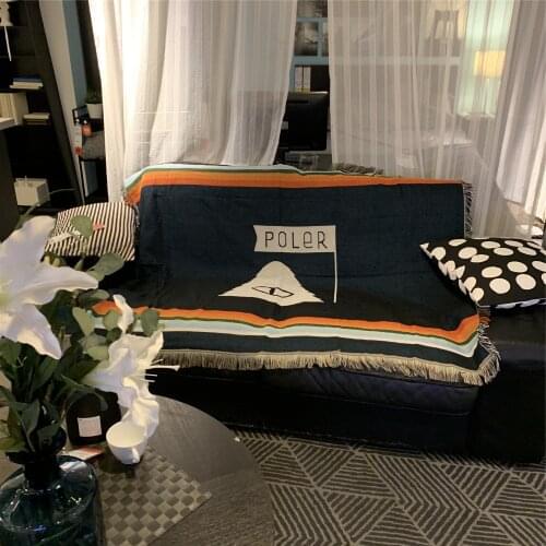 Amercian Outdoor Mountain Striped Cotton Thread Knitted Blanket With Tassel Sofa Cover Bed Home Decor Mat