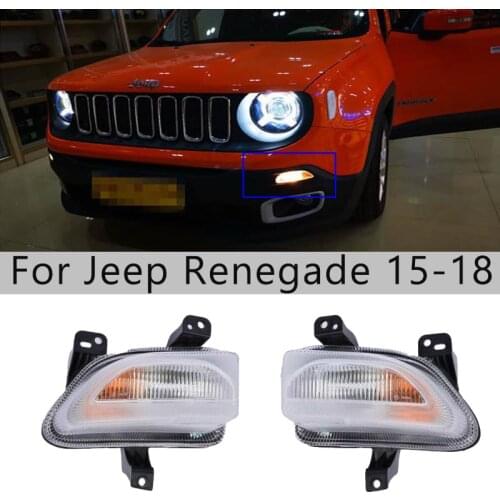 Auto Headlight DRL Daytime Running Lights + Turn Signal Light For Jeep Renegade 2015-2018 Fog Lights Driving Lights Lamp