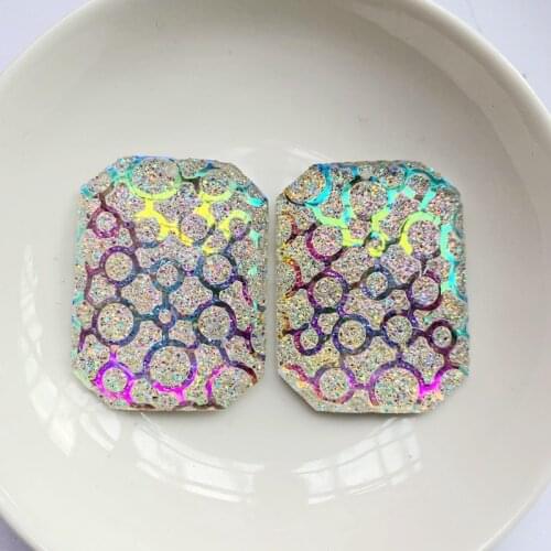 Rectangular convex native resin beads work 30* 40 mm beading Braclet 10 PCS/lot of jewelry design rinstones