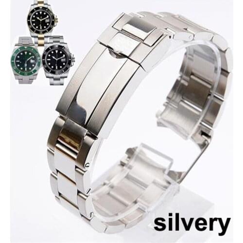 Solid stainless steel watch chain is suitable for the Rolex Explorer ditongna diver green black water ghost king series 20mm