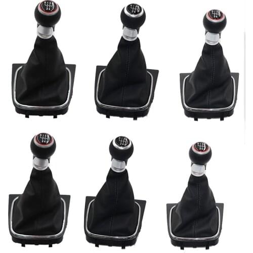 5/6 Speed Car Shift Gear Knob Lever Gaitor Boot Cover For VW Golf 5 MK5 R32 GTD GTI 2004 2005 2006 2007 2008 2009 black line