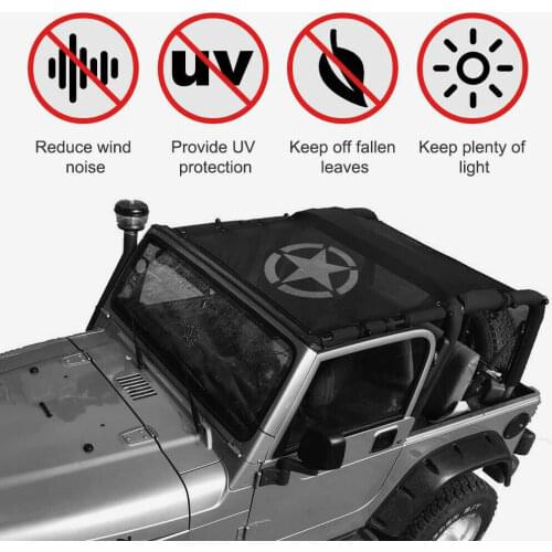 Black Mesh Sun Shade Full Top Cover UV Protection For 1997-2006 Jeep Wrangler TJ