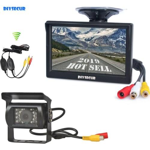 DIYSECUR Wireless 5" LCD Display Rear View Car Monitor Waterproof CCD Reverse Backup Car Truck Camera IR Night Vision
