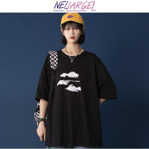NELLARGEL Women Cloud Funny Y2k Harajuku Tshirts 2021 Summer Female Korean Fashion Vintage Causal T-shirts Girl Streetwear Tees