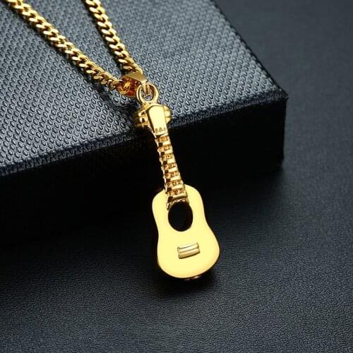 GorGor Necklace Unisex Stainless Steel Creative Guitar Openable Urn Pendant Individuality Casual Anniversary Accessories PN-1128