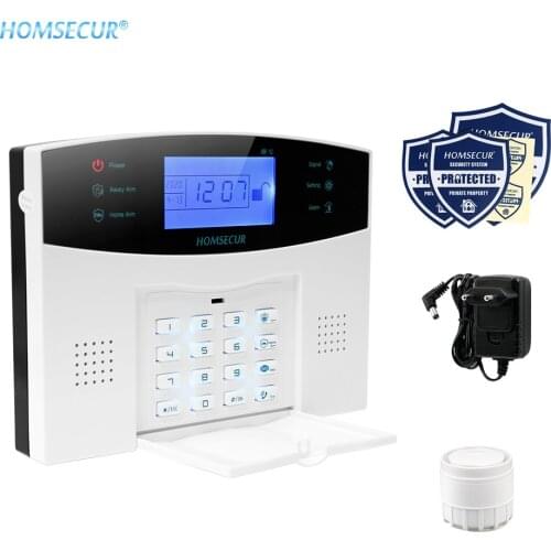 HOMSECUR DIY GSM Alarm System for Home Security(Alarm Panel YA05,PIR Sensor,Smoke Sensor,Flash Strobe Siren etc.Optional)