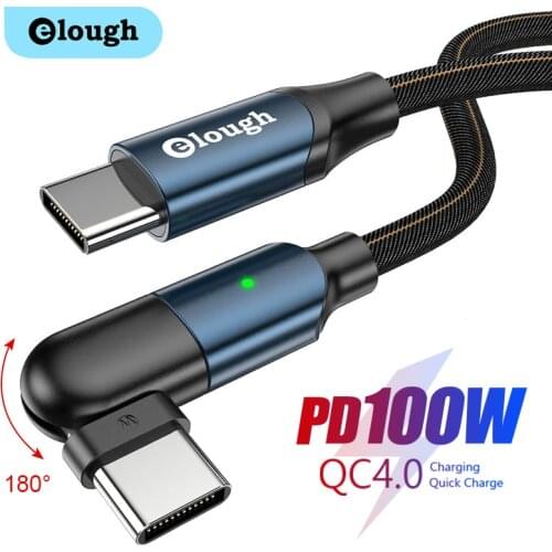Elough 100W USB C To USB Type C Cable PD Fast Charging Cord 5A USB-C Type-C Cable For Huawei Xiaomi POCO F3 X3 Pro iPad Macbook