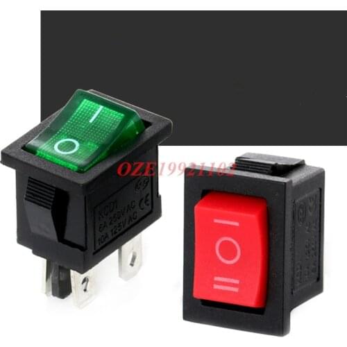 10PCS KCD1 2PIin 3Pin 4pin 6pin Boat Car Rocker Switch 6A/10A 250V/125V AC Red Yellow Green Blue black Button 2 / 3position