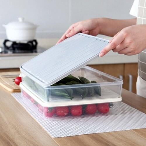 Refrigerator Food Container Reusable Thin Storage Box Stackable for Storing Fresh Food Household H88F