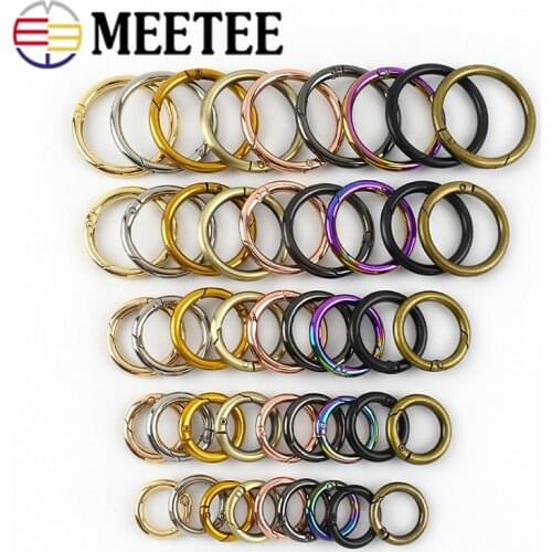 5pcs 16-50mm Meetee Metal Spring Gate O Ring Openable Keyring Bag Belt Strap Chain Buckles Snap Clasp Clip Trigger Leather Craft