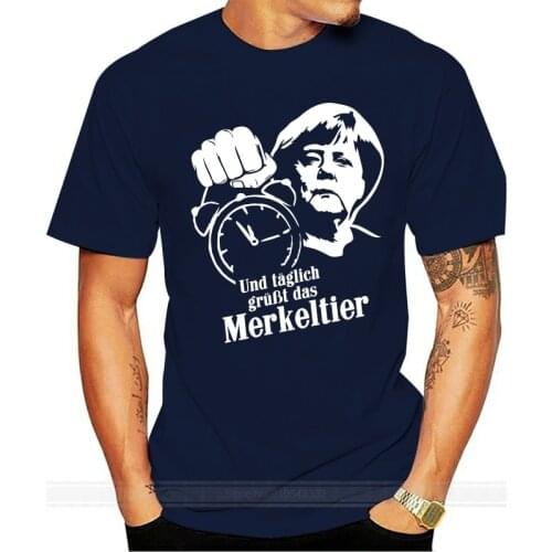 Und taglich das Merkeltier Angela Merkel Politsatire Spruche T-Shirt Hot Sale Men T Shirt Fashion