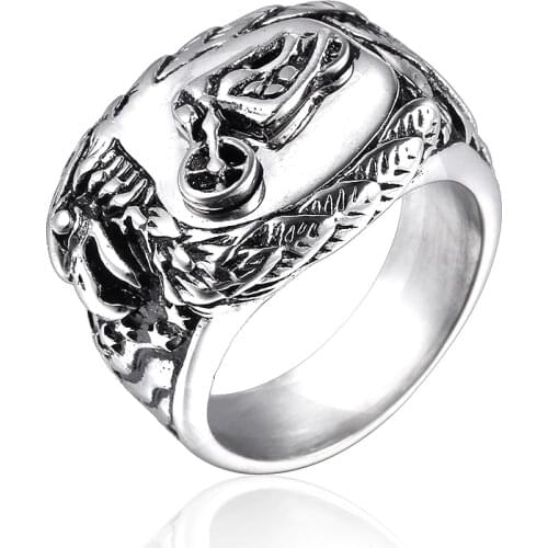 US 7 to 13 Jewelry Mens Motorcycle Biker Ring Stainless Steel Eagle Embracing Gold Motorbike Chopper Punk Ring Jewelry for Men