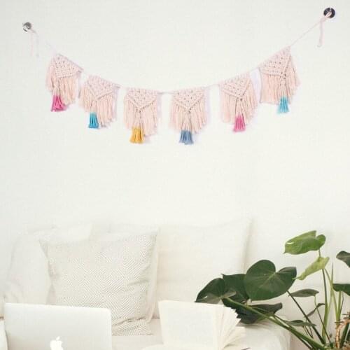 Boho Wall Decor Handmade Cotton rope macram tassel woven tapestry curtain Wall hanging living room Home party banquet Decoration