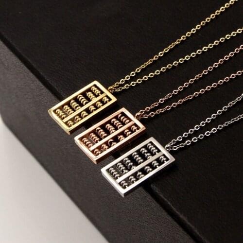 Abacus Necklace Rose Gold Color Stainless Steel Ancient China Counting-frame Necklaces & Pendants Women Female Gift Jewelry