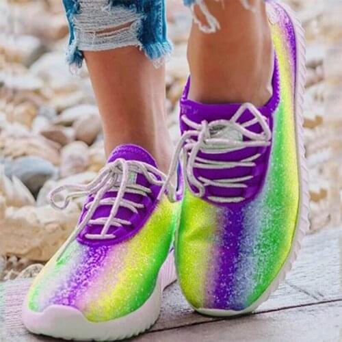 Siddons Glitter Bling Casual Sneakers Tenis Woman Fashion 2020 Lace Up Lightweight Sports Running Shoes Women Vulcanize Shoes