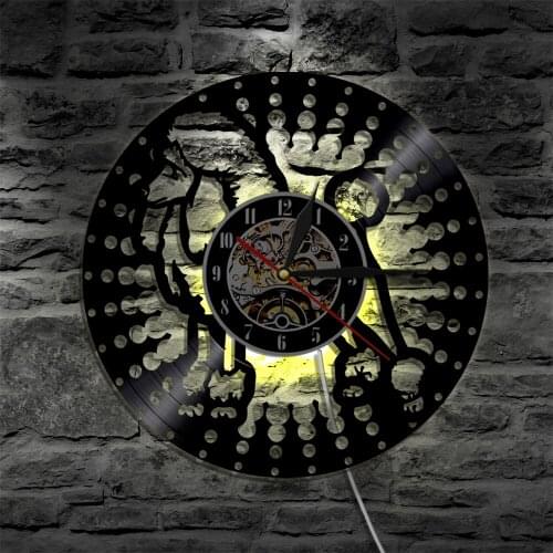 Poodle Dog Vintage Silhouette LED Backlight Animals Modern Light Doggy Vinyl Record Wall Clock Gift For Dog Lover