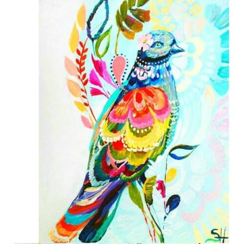 Hand painted canvas oil painting wall art home decoration bird animal 3D painting