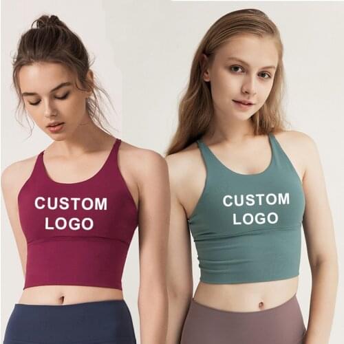 Custom Your Logo Beauty Back Sports Bra Seamless Fitness Bra Strap Cross Sport Bra Running Crop Tops Workout Padded Brassiere