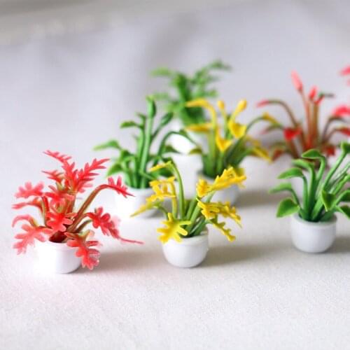 Dollhouse Super Mini Green Leafy Plant Potted Model Landscape Flowerpot Outdoor Flower Bed Landscaping Dolls Accessories