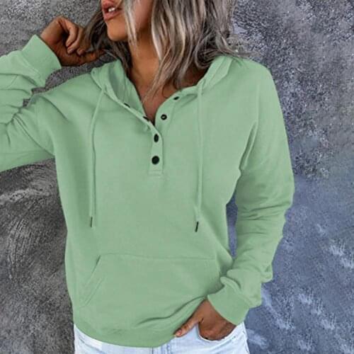 Loose Great V Neck Lady Fall Sweatshirt Wear Resistant Fall Sweatshirt Hooded for Work