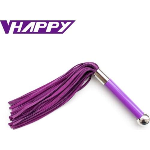 VaHppy 38cm Genuine Leather Spanking Paddle Flogger Whip Flirting Sexy Leather Whip Sex Toys For Adults bdsm bondage hand feel