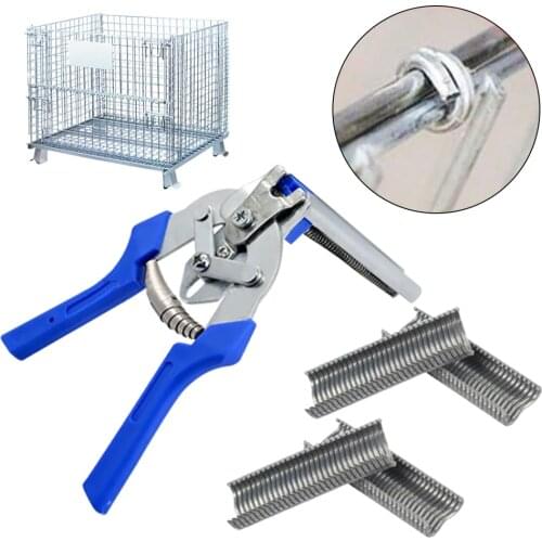Hog Ring Plier Tool/ 600pcs M Clips Staples Chicken Mesh Cage Wire Fencing Caged clamp Poultry supplies Mesh Clip shading