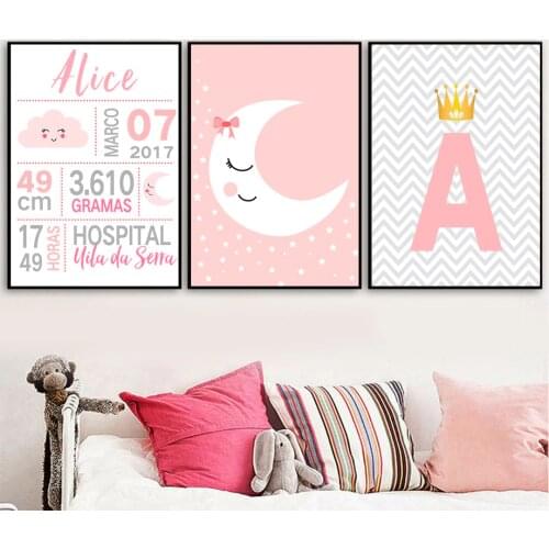Waterproof Wall Art Canvas Painting Posters And Prints Cartoon Birthday Customized Nordic Wall Pictures For Baby Room Decoration