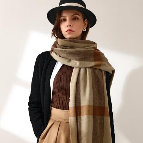 Johnature 2021 Autumn Winter New Plaid Print Tassel Shawl Scarves For Women Casual All Match Warm Female Scarf