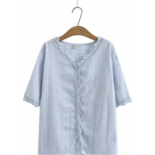 Plus Size XL-4XL Womens Floral Embroidery Tops Oversized A-line Summer Blouse Casual Pullover Elegant Ladies' Blusas