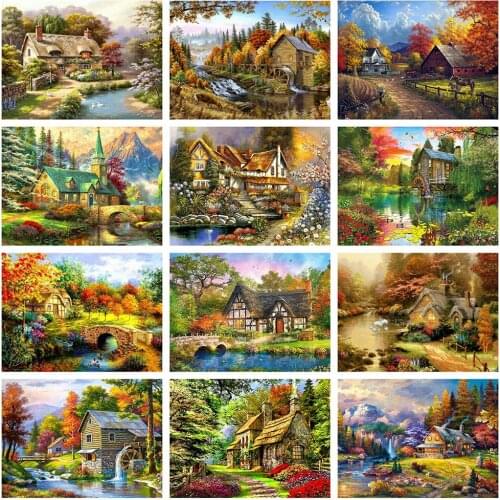 ZOOYA 5D DIY Diamond Painting Landscape Cross Stitch Kit House Diamond Embroidery Sale Mosaic Rhinestones Pictures Home Decor